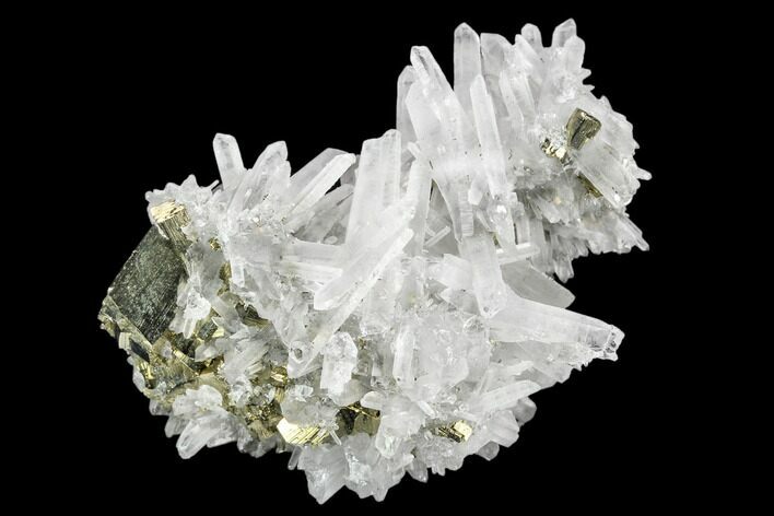Cubic Pyrite and Quartz Crystal Association - Peru #126575